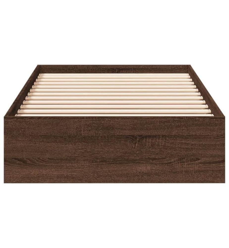 Cadre de lit à tiroirs chêne marron 90x190 cm bois d'ingénierie