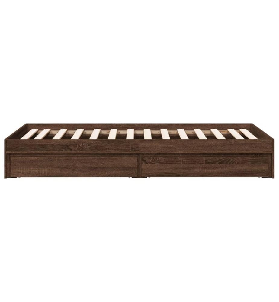 Cadre de lit à tiroirs chêne marron 90x190 cm bois d'ingénierie
