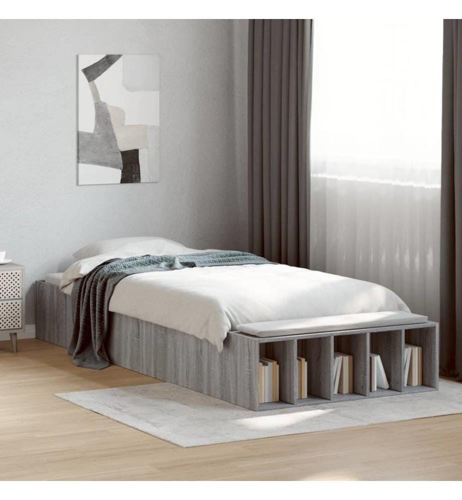 Bettgestell Grau Sonoma 100x200 cm Holzwerkstoff