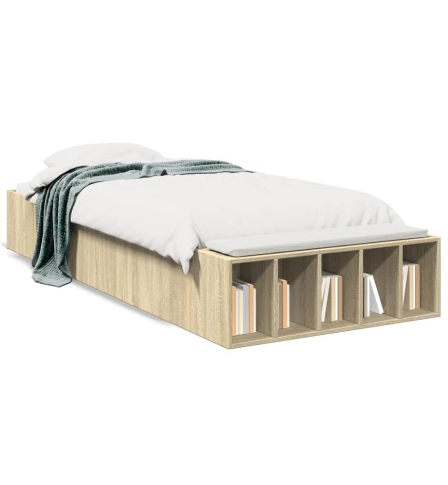 Cadre de lit chêne sonoma 90x200 cm bois d'ingénierie
