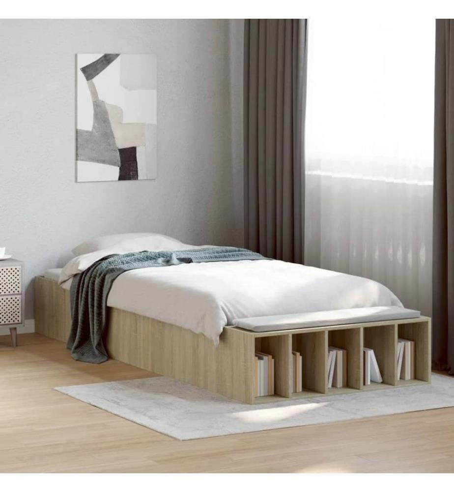 Cadre de lit chêne sonoma 90x200 cm bois d'ingénierie