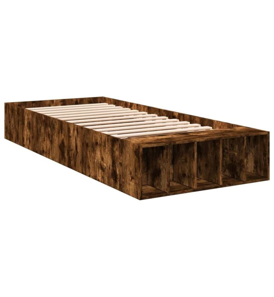 Cadre de lit chêne fumé 90x190 cm bois d'ingénierie
