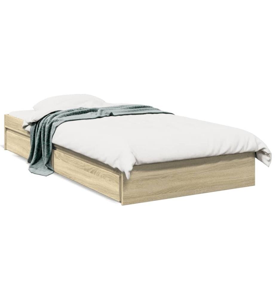 Bettgestell mit Schubladen Sonoma-Eiche 75x190 cm Holzwerkstoff