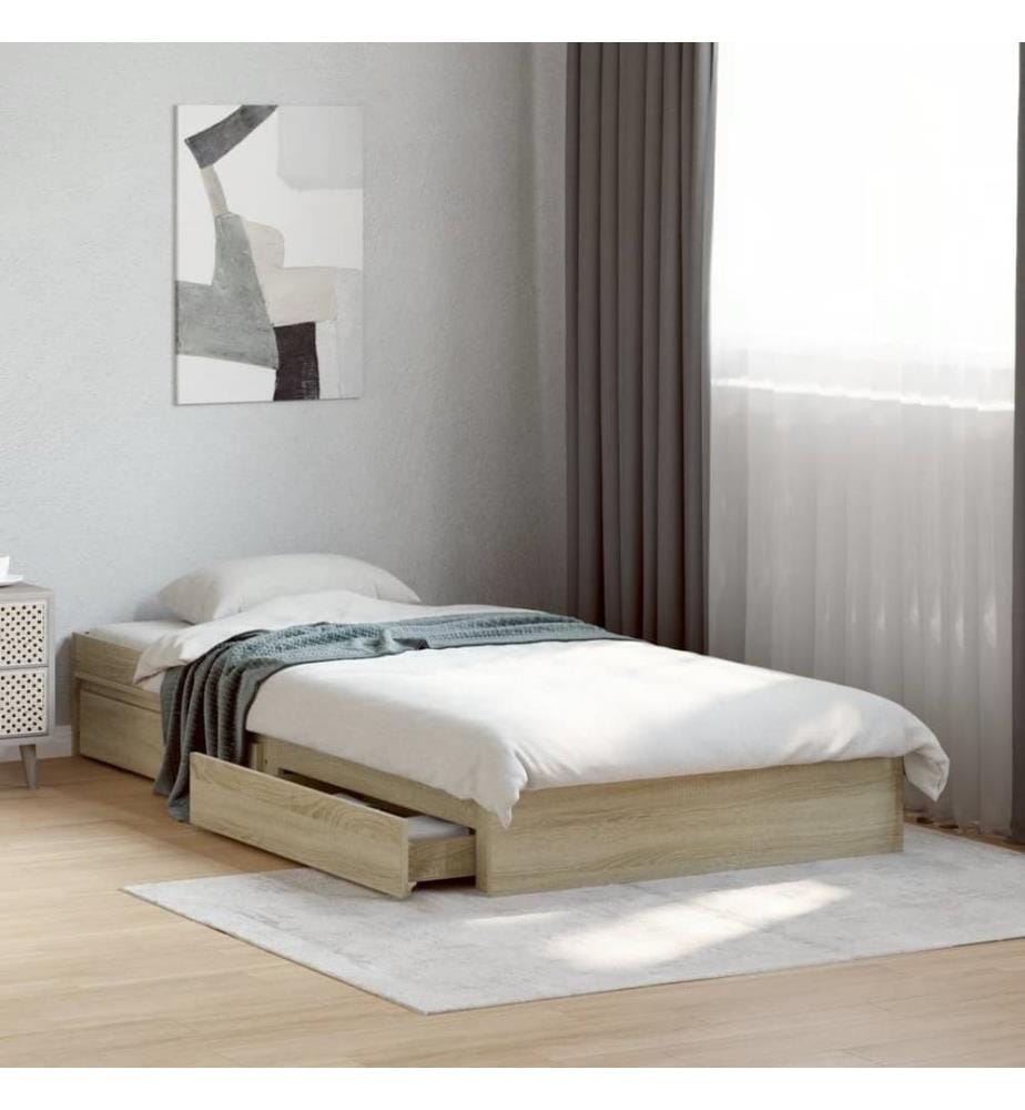 Bettgestell mit Schubladen Sonoma-Eiche 100x200cm Holzwerkstoff