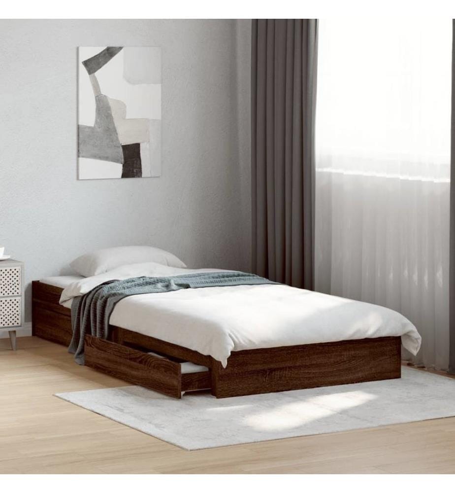 Bettgestell mit Schubladen Braun Eichen-Optik 100x200 cm