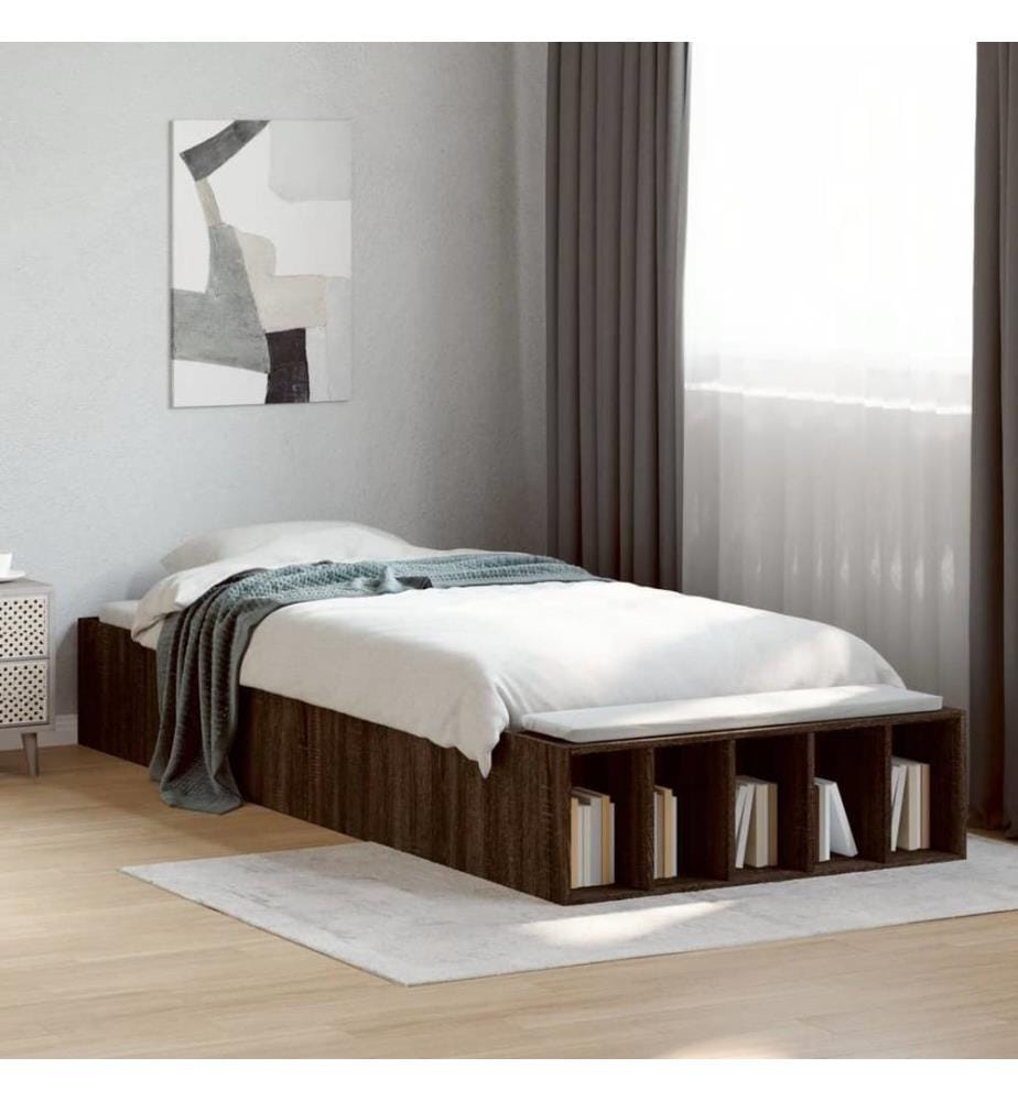 Bettgestell Braun Eichen-Optik 75x190 cm Holzwerkstoff