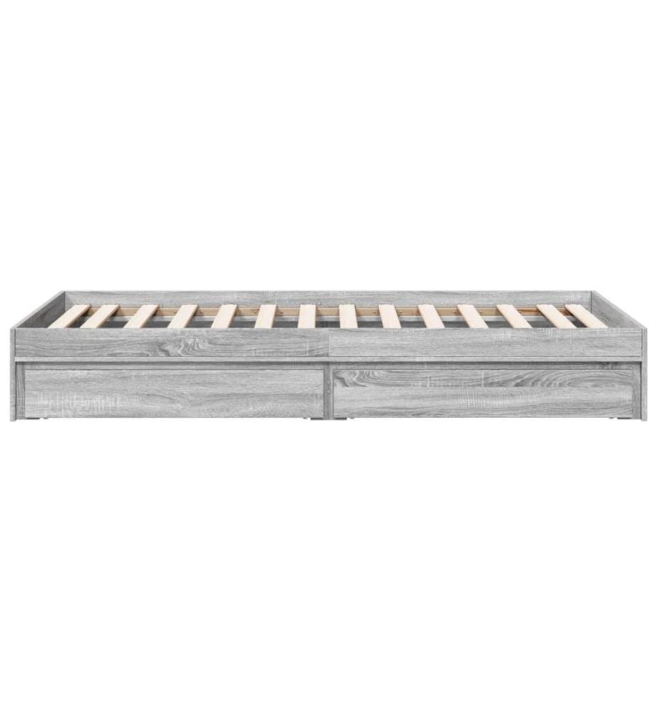 Cadre de lit et tiroirs sonoma gris 90x190 cm bois d'ingénierie