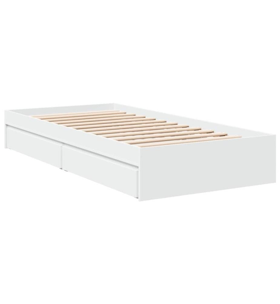 Bettgestell mit Schubladen Weiss 75x190 cm Holzwerkstoff