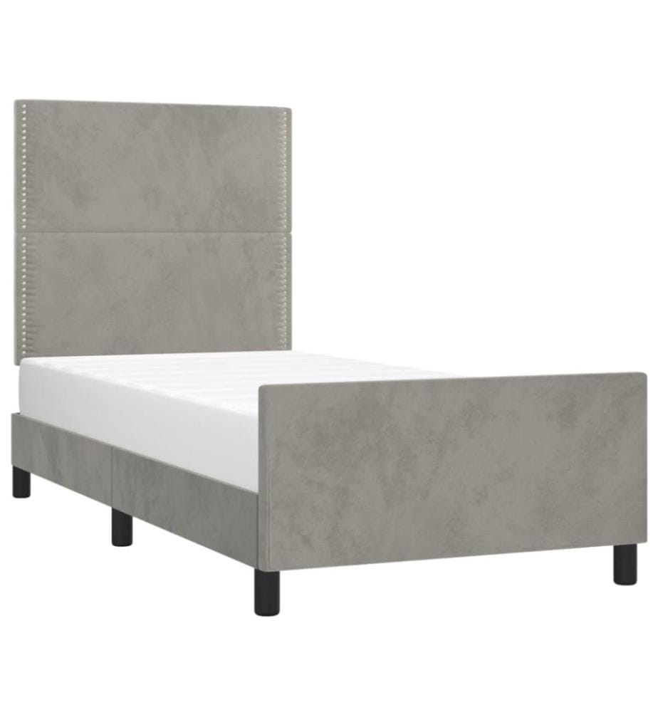 Bettgestell mit Kopfteil Hellgrau 100x200 cm Samt