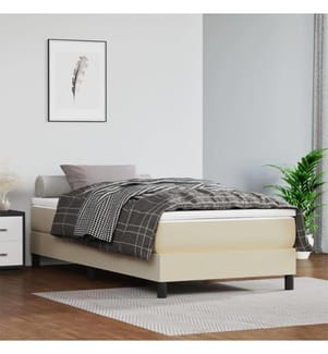 Boxspringbett Creme 100x200 cm Kunstleder