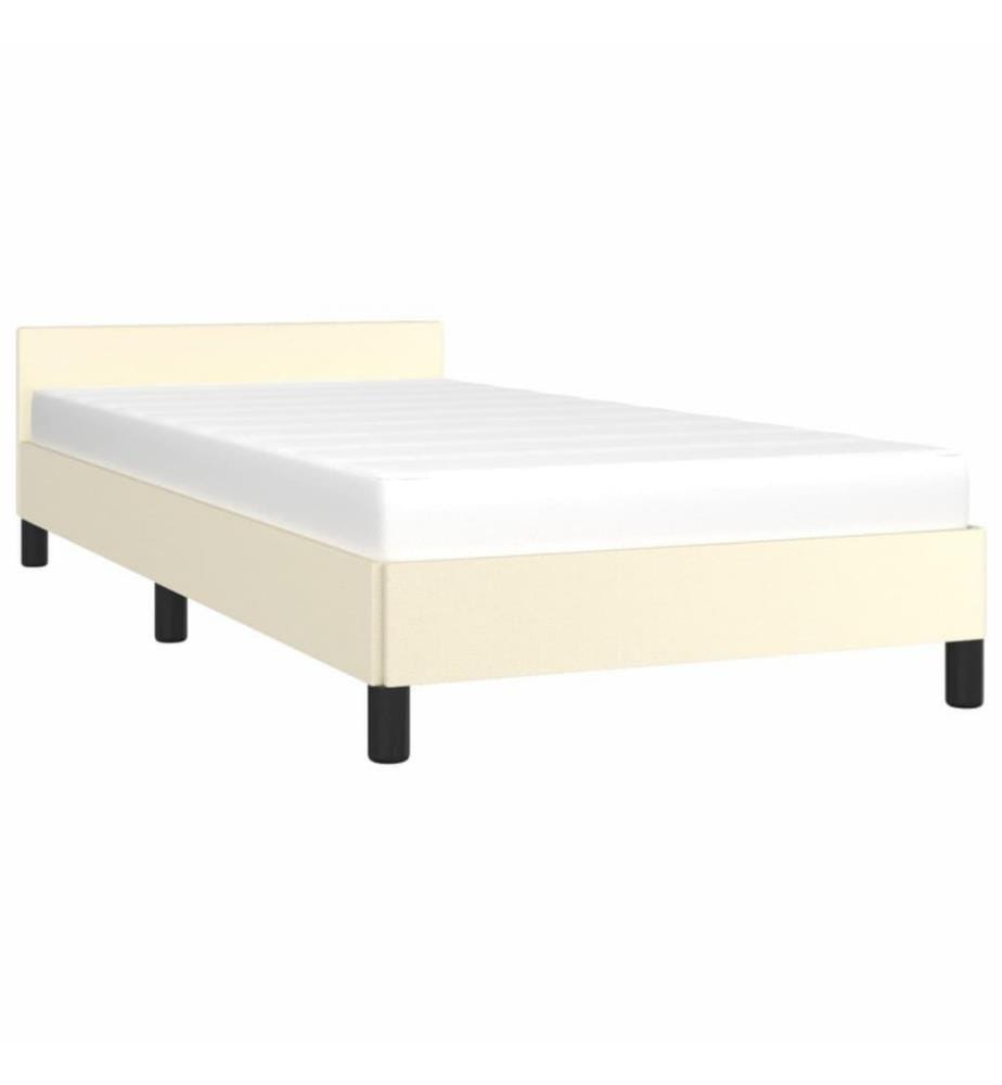 Bettgestell mit Kopfteil Creme 90x190 cm Kunstleder