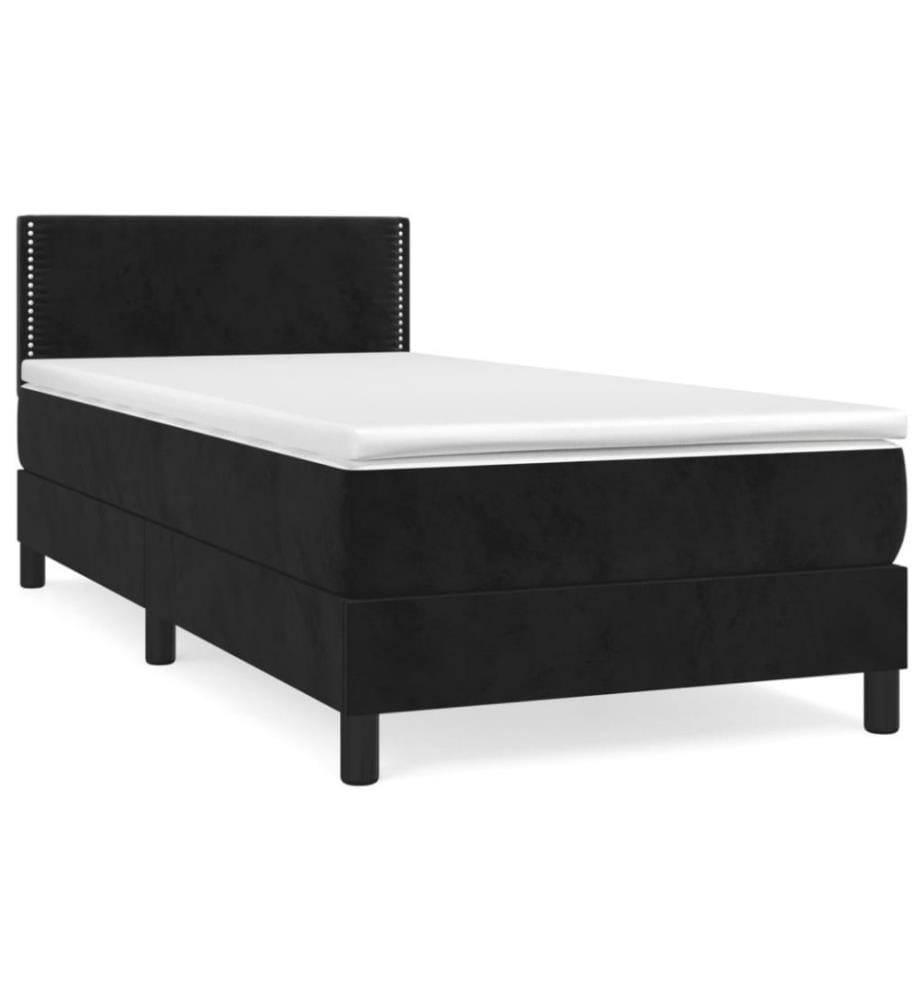 Boxspringbett mit Matratze Schwarz 80x200 cm Samt