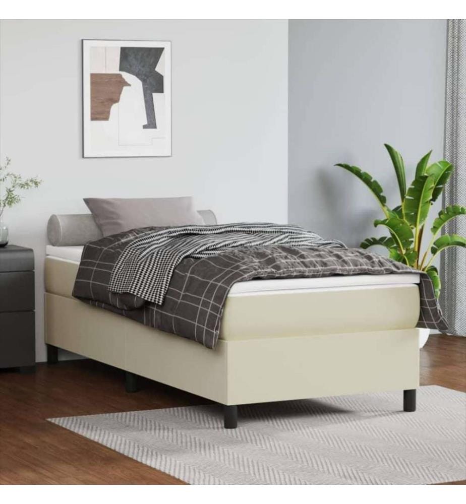 Boxspringbett Creme 100x200 cm Kunstleder