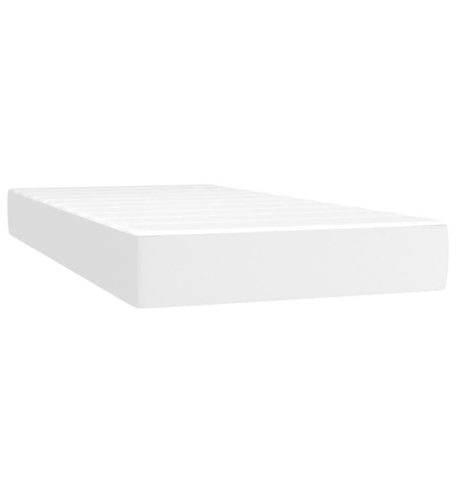 Boxspringbett mit Matratze Weiss 90x190 cm Kunstleder