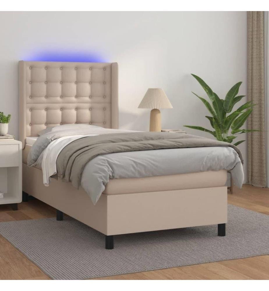 Boxspringbett mit Matratze & LED Cappuccino-Braun 90x190cm