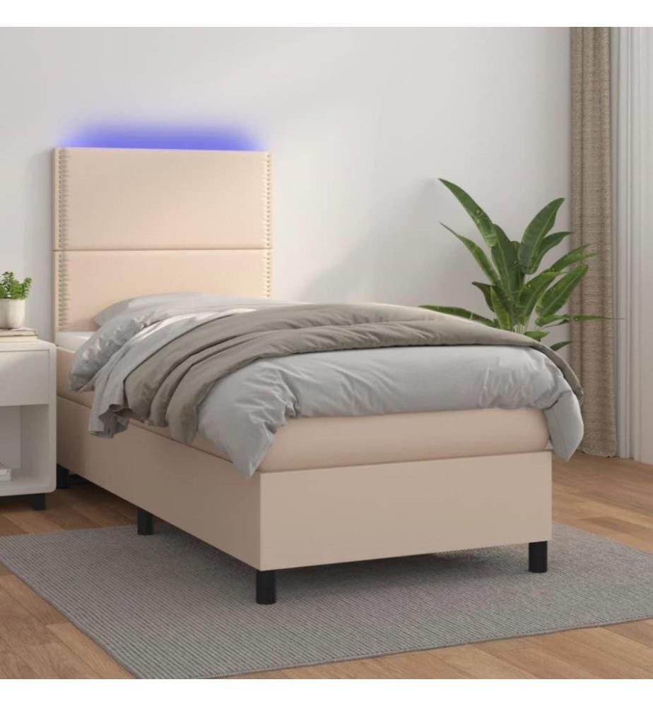 Boxspringbett mit Matratze & LED Cappuccino-Braun 90x190cm