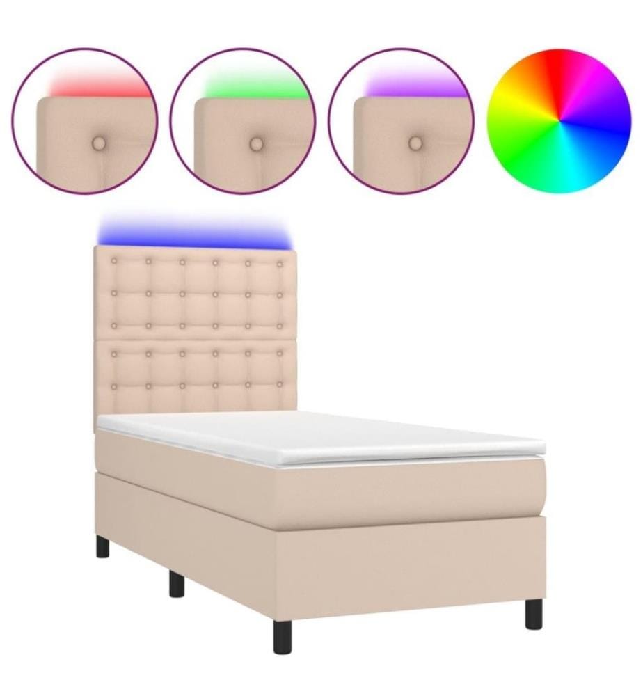Boxspringbett mit Matratze & LED Cappuccino-Braun 90x190cm