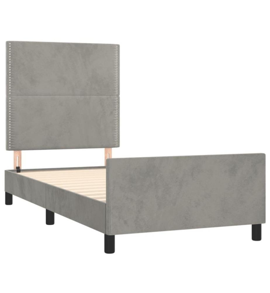 Bettgestell mit Kopfteil Hellgrau 80x200 cm Samt