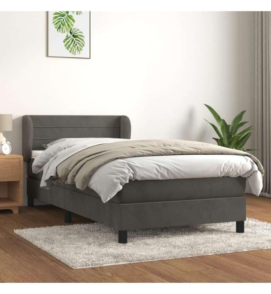 Boxspringbett mit Matratze Dunkelgrau 80x200 cm Samt