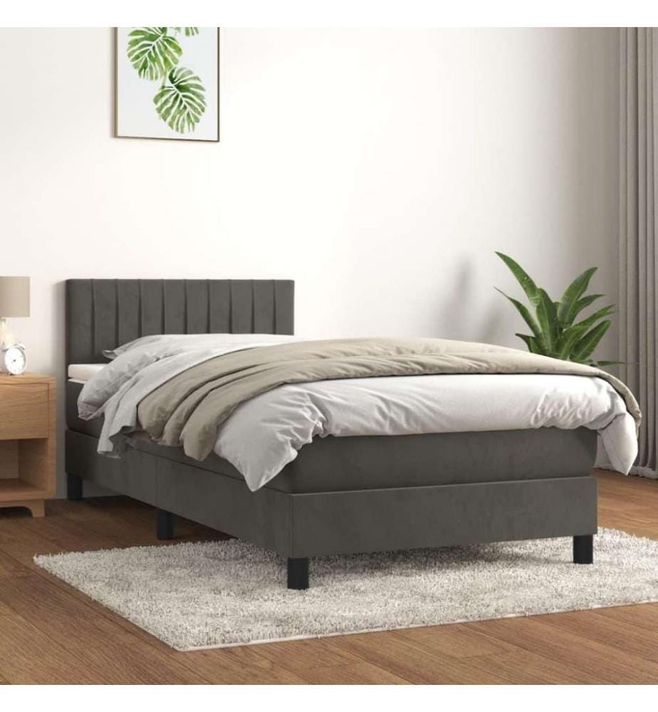 Boxspringbett mit Matratze Dunkelgrau 80x200 cm Samt