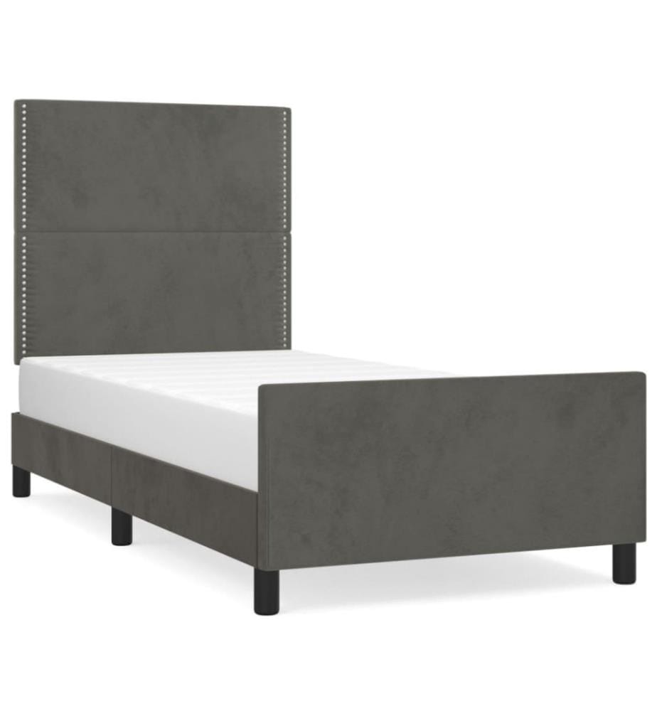 Bettgestell mit Kopfteil Dunkelgrau 90x200 cm Samt
