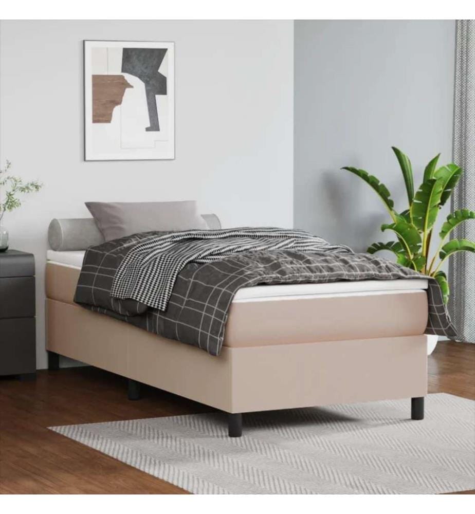 Boxspringbett Cappuccino-Braun 90x190 cm Kunstleder