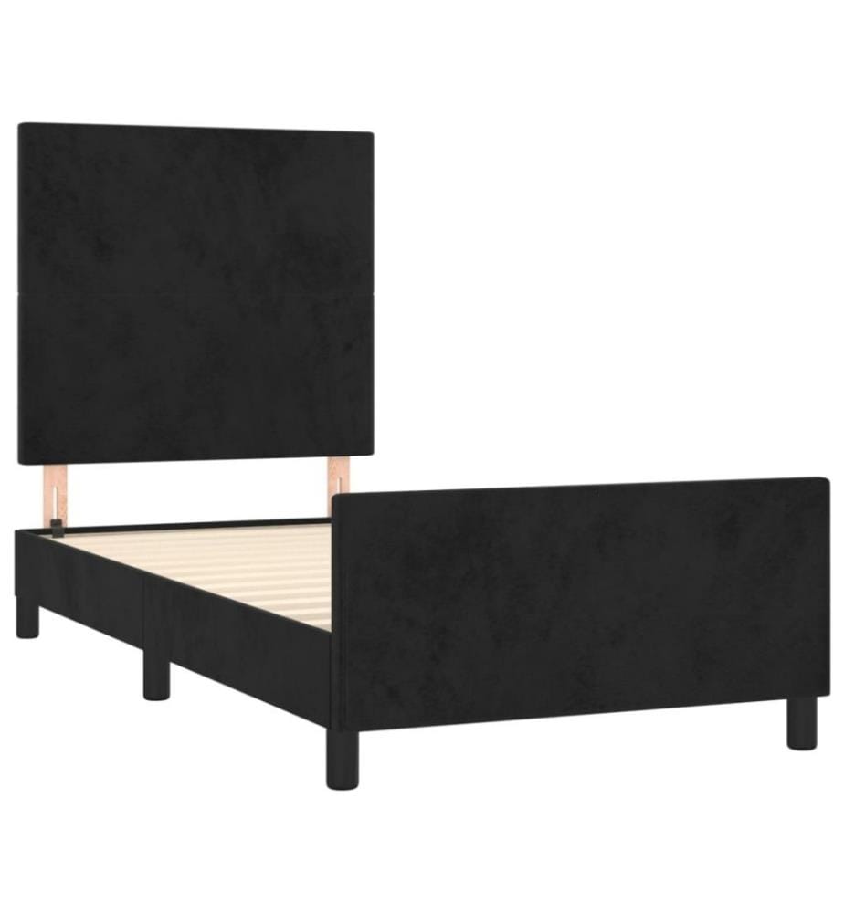 Bettgestell mit Kopfteil Schwarz 80x200 cm Samt