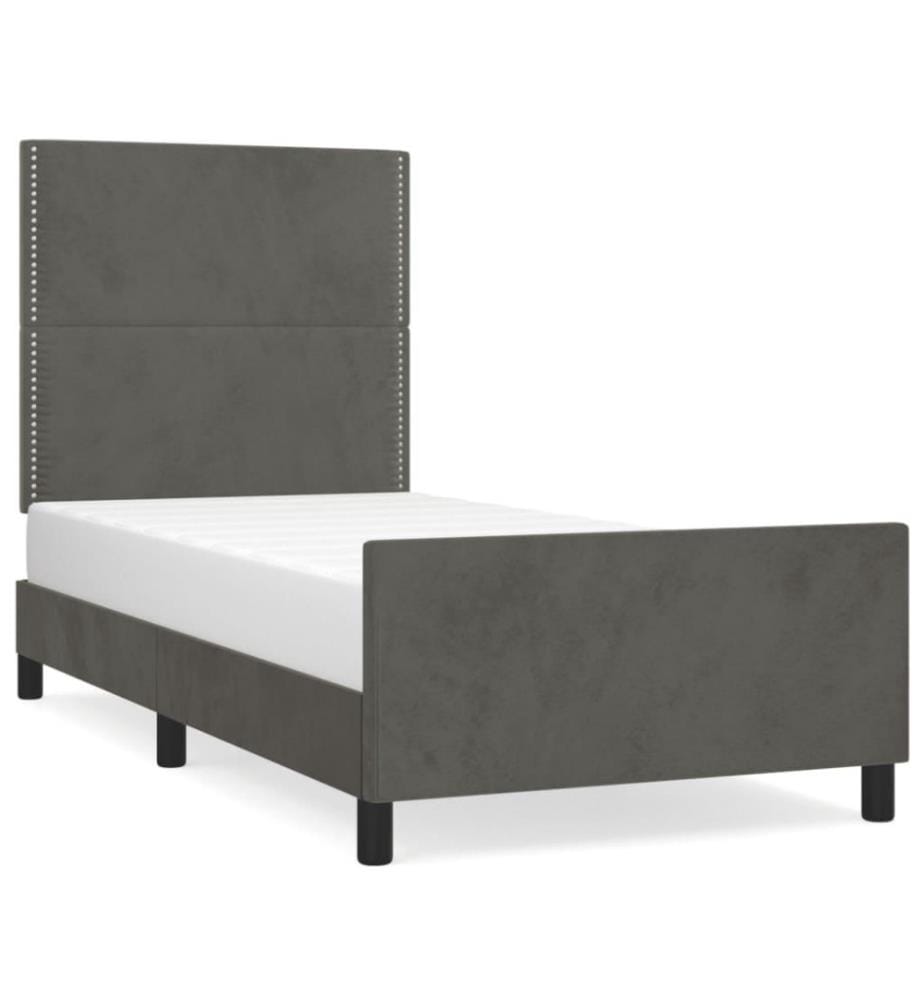 Bettgestell mit Kopfteil Dunkelgrau 80x200 cm Samt