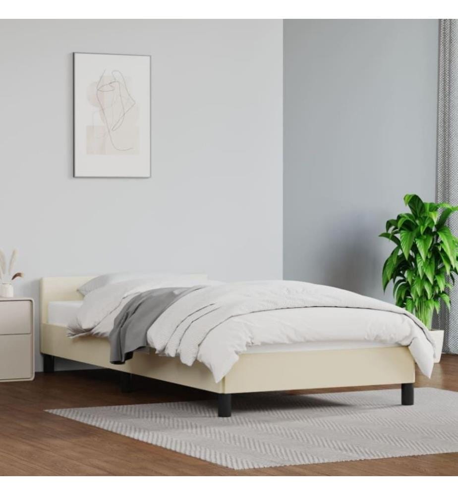 Bettgestell mit Kopfteil Creme 80x200 cm Kunstleder