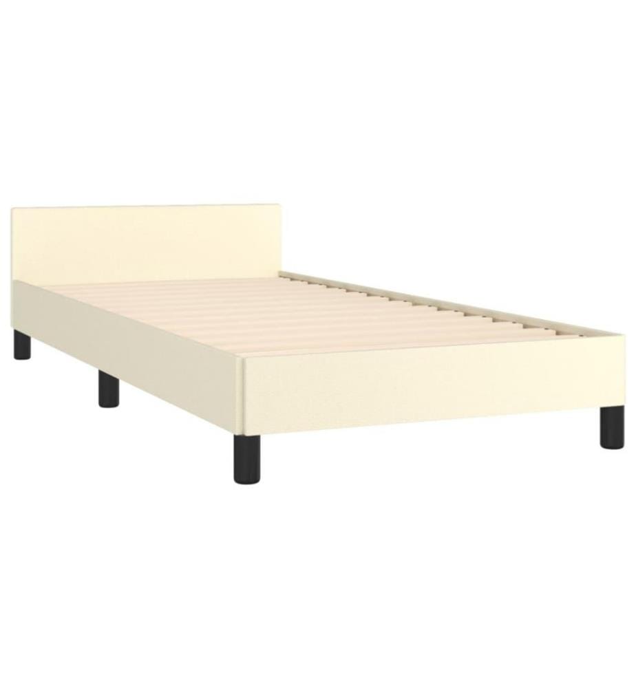Bettgestell mit Kopfteil Creme 80x200 cm Kunstleder