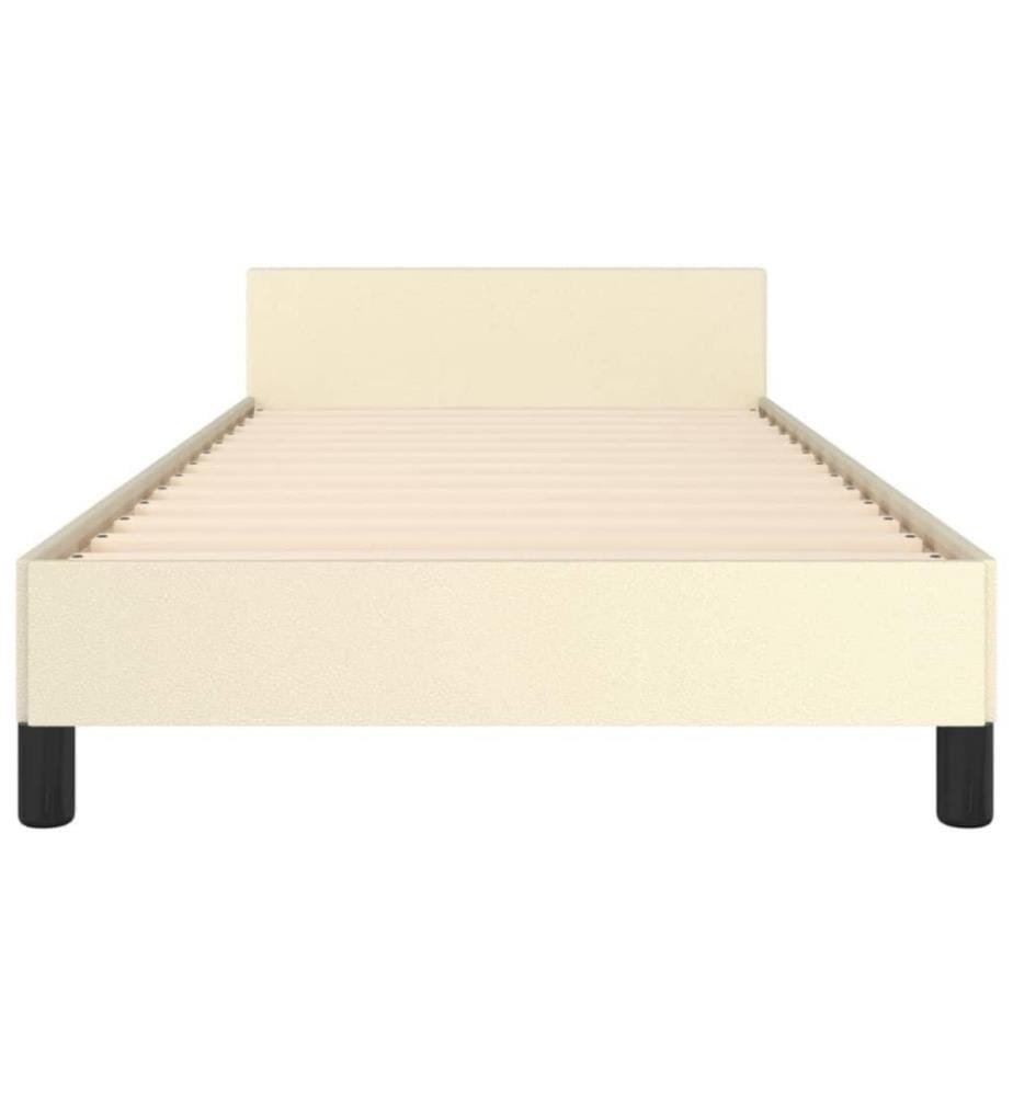 Bettgestell mit Kopfteil Creme 80x200 cm Kunstleder