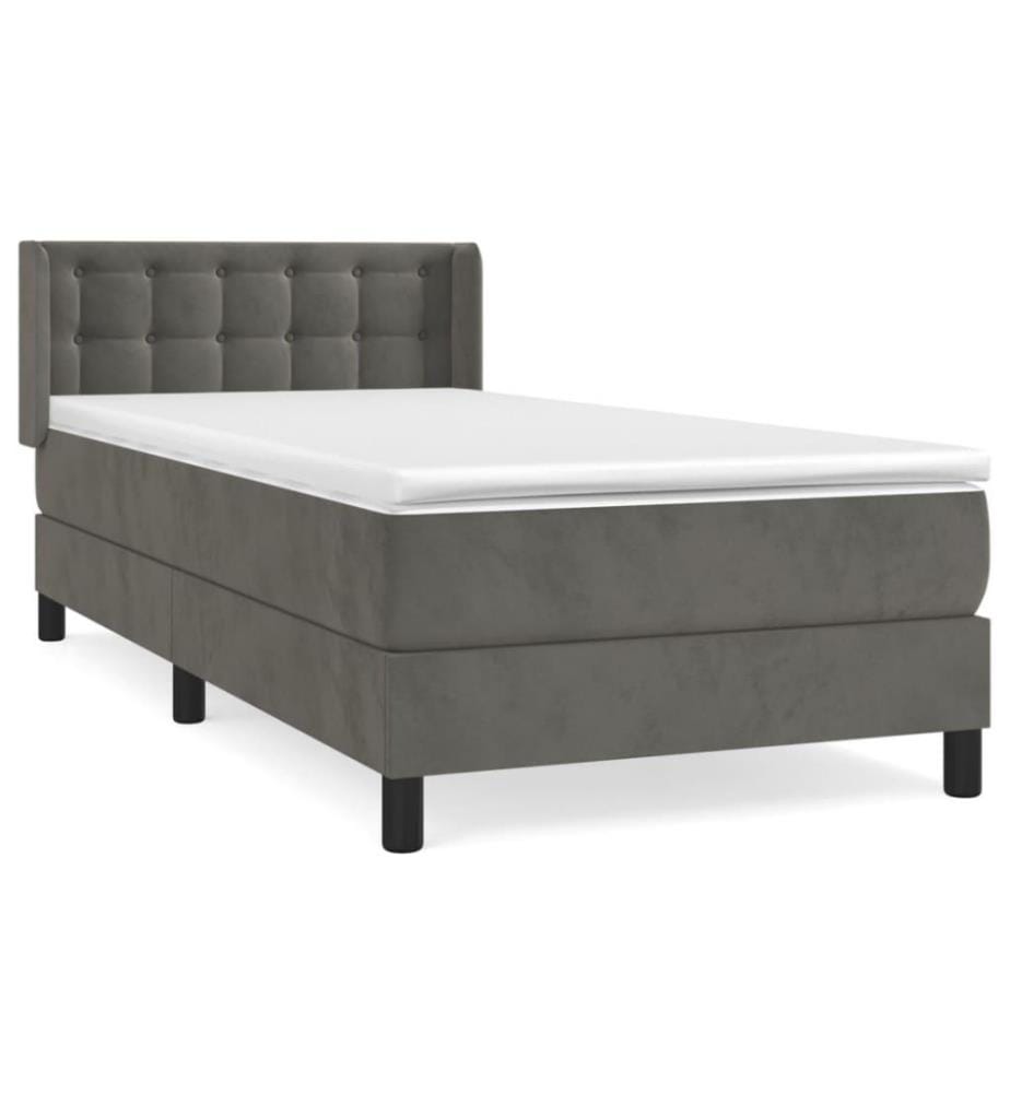 Boxspringbett mit Matratze Dunkelgrau 80x200 cm Samt