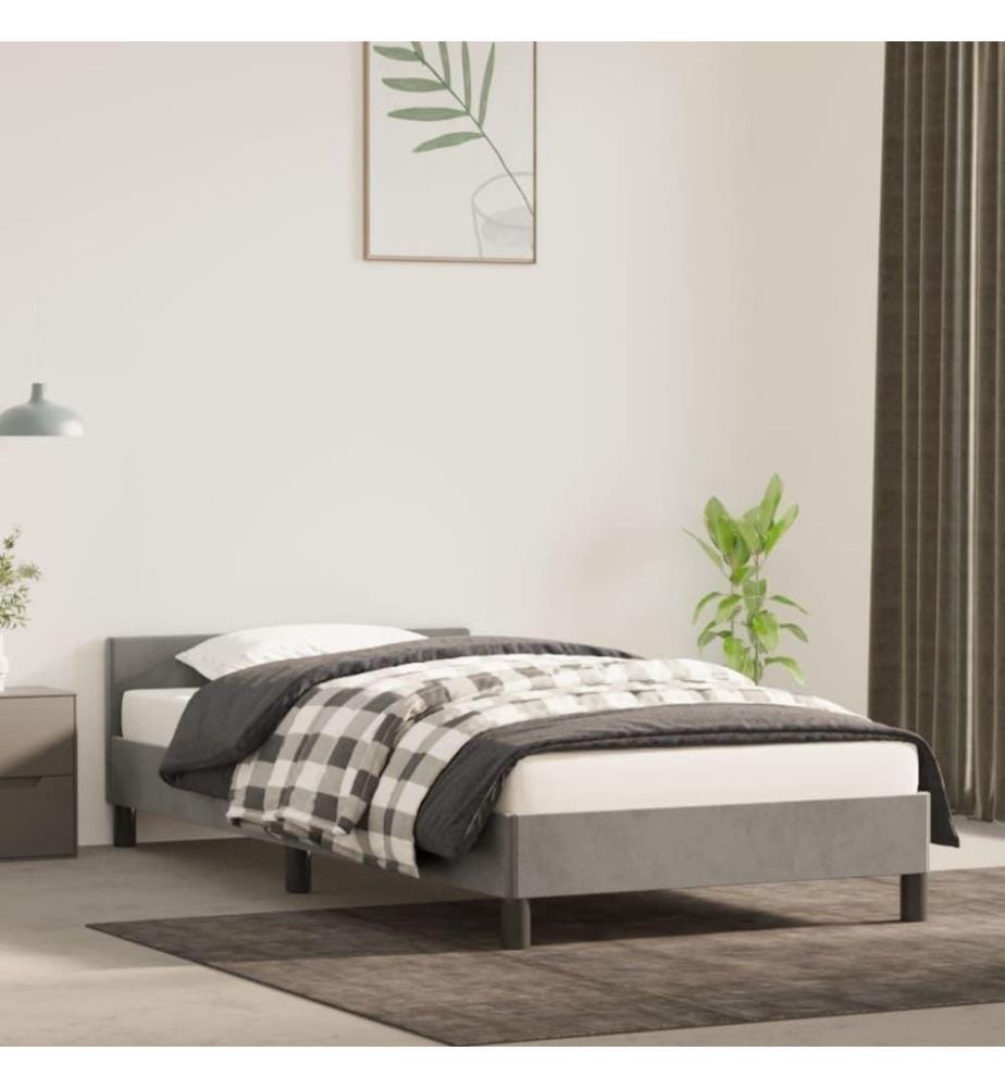 Bettgestell mit Kopfteil Hellgrau 90x190 cm Samt