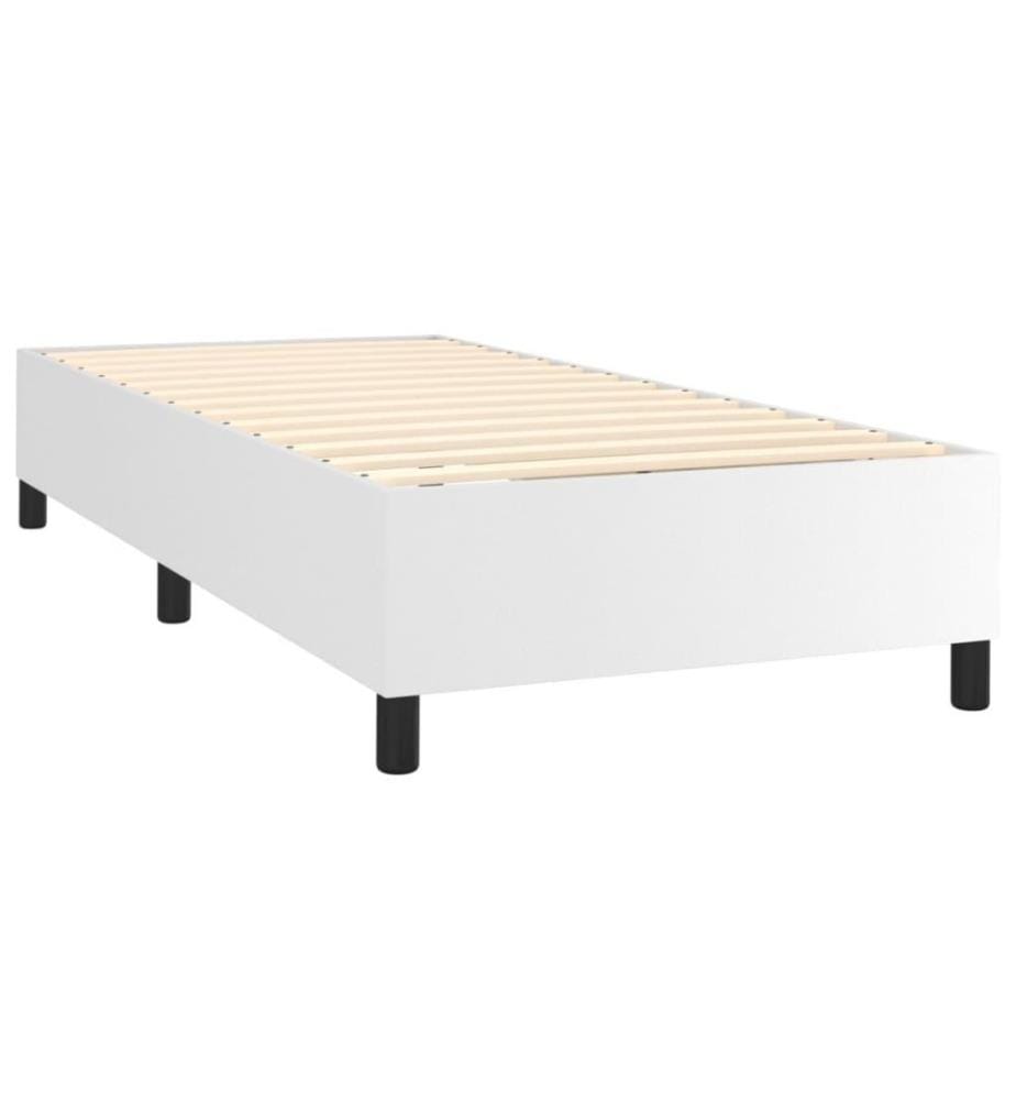 Boxspringbett Weiss 100x200 cm Kunstleder