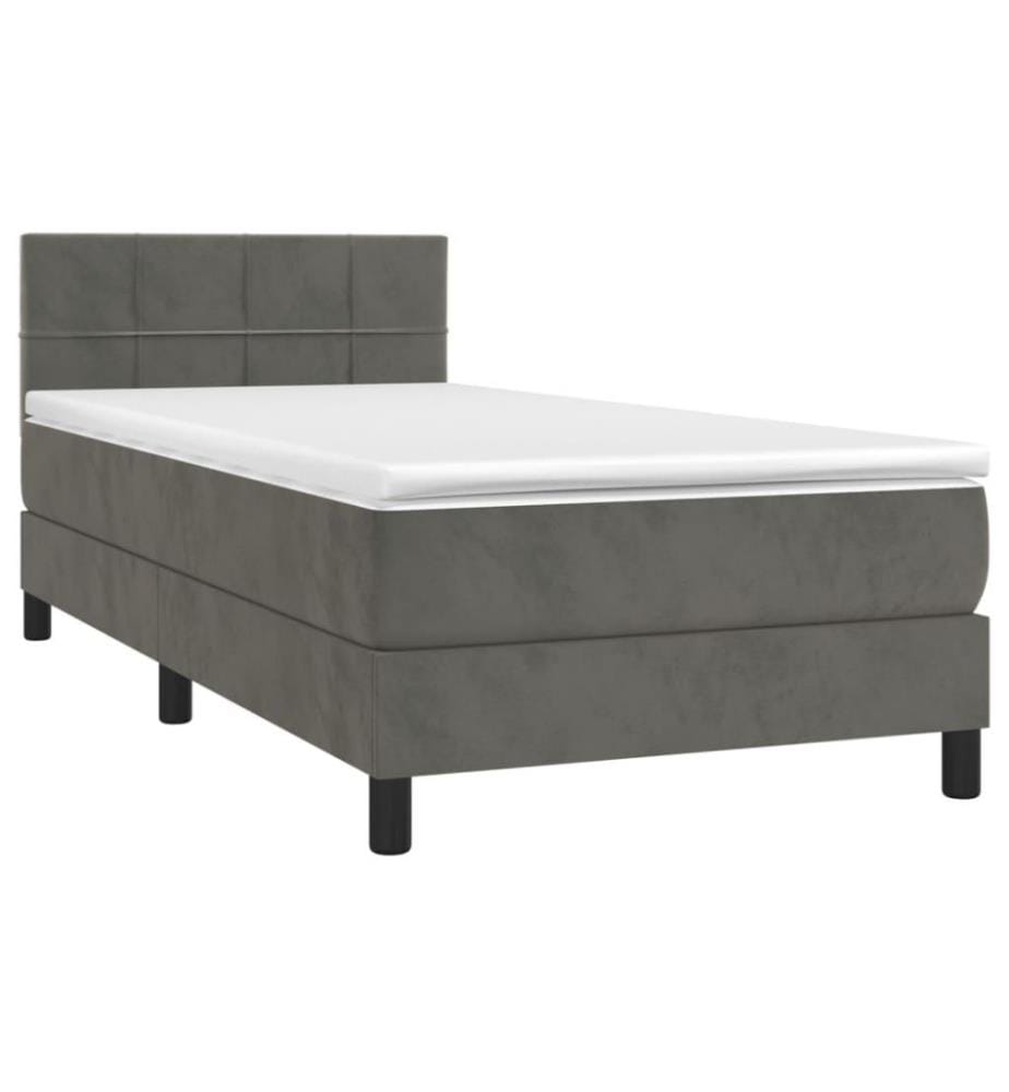 Boxspringbett mit Matratze Dunkelgrau 80x200 cm Samt