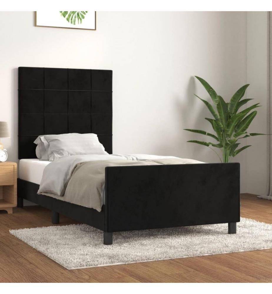 Bettgestell mit Kopfteil Schwarz 80x200 cm Samt