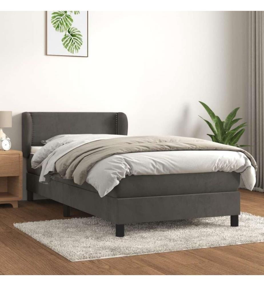 Boxspringbett mit Matratze Dunkelgrau 80x200 cm Samt