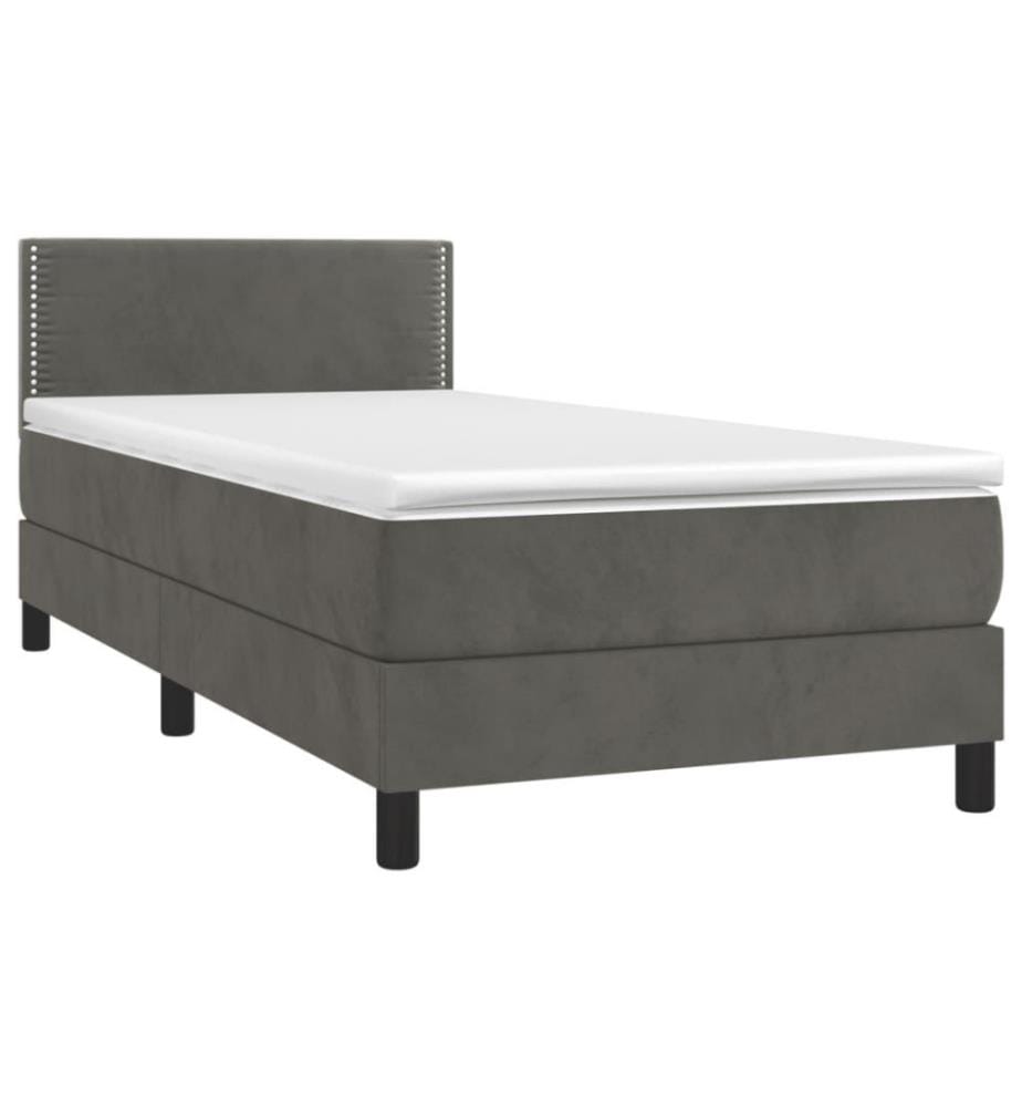 Boxspringbett mit Matratze Dunkelgrau 80x200 cm Samt