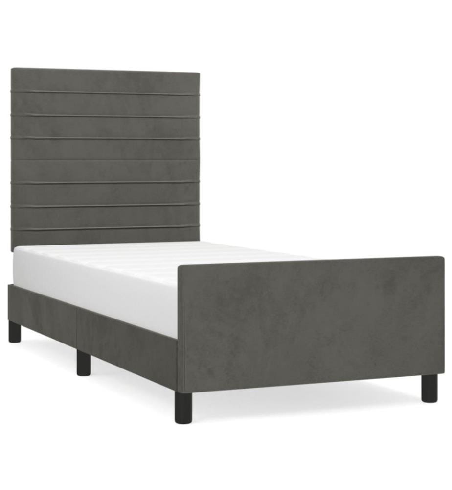 Bettgestell mit Kopfteil Dunkelgrau 80x200 cm Samt