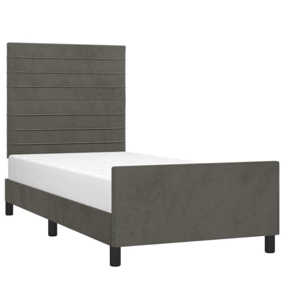 Bettgestell mit Kopfteil Dunkelgrau 80x200 cm Samt