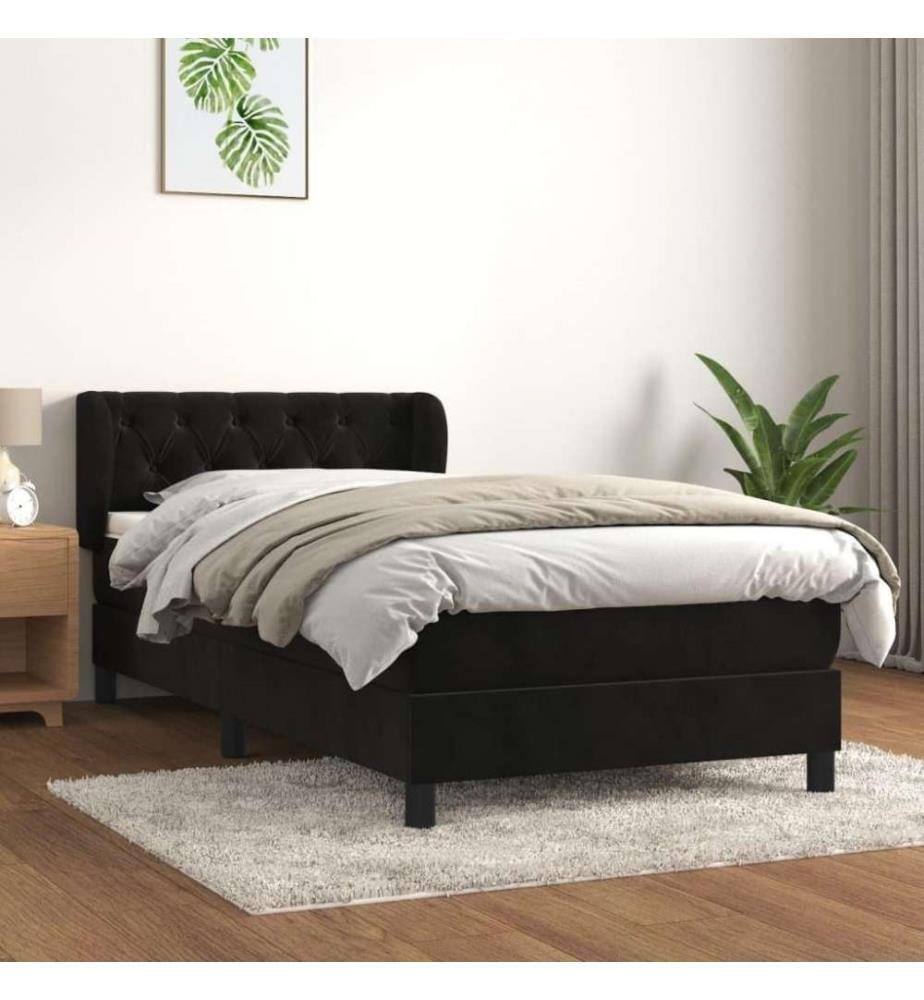 Boxspringbett mit Matratze Schwarz 80x200 cm Samt
