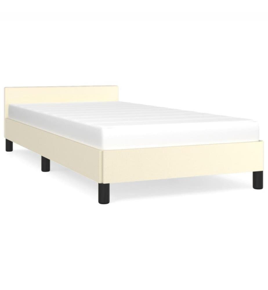 Bettgestell mit Kopfteil Creme 90x200 cm Kunstleder