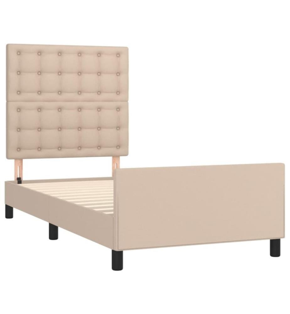 Bettgestell mit Kopfteil Cappuccino-Braun 90x200 cm Kunstleder