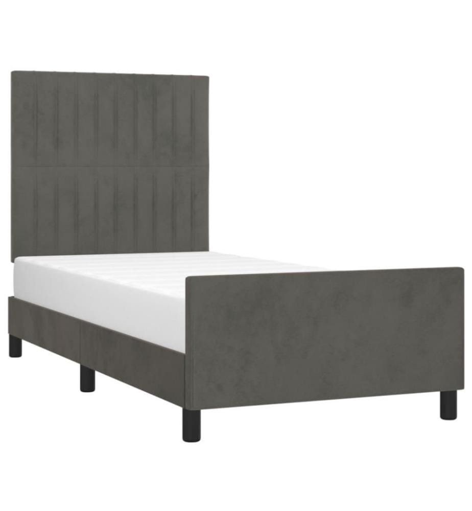 Bettgestell mit Kopfteil Dunkelgrau 80x200 cm Samt