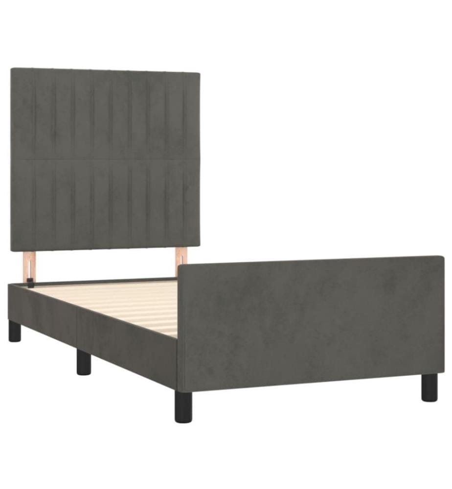 Bettgestell mit Kopfteil Dunkelgrau 80x200 cm Samt