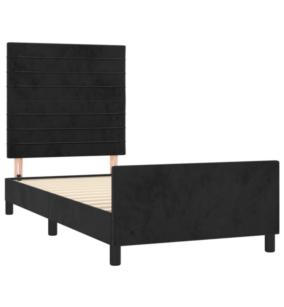 Bettgestell mit Kopfteil Schwarz 90x190 cm Samt