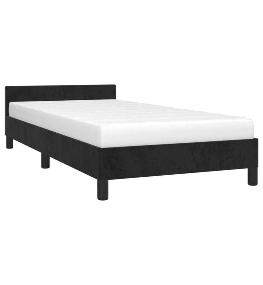 Bettgestell mit Kopfteil Schwarz 90x190 cm Samt