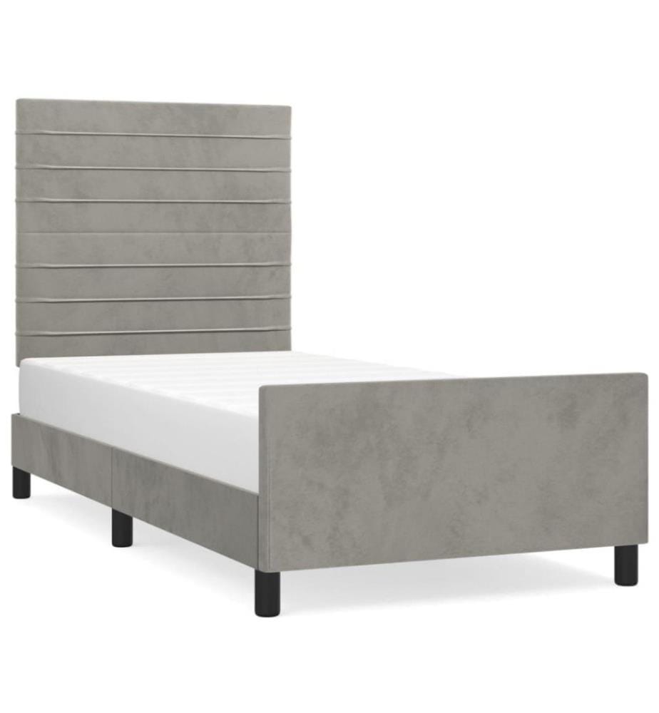 Bettgestell mit Kopfteil Hellgrau 100x200 cm Samt