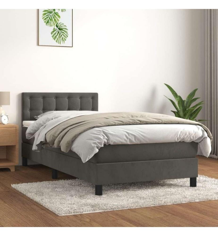 Boxspringbett mit Matratze Dunkelgrau 80x200 cm Samt