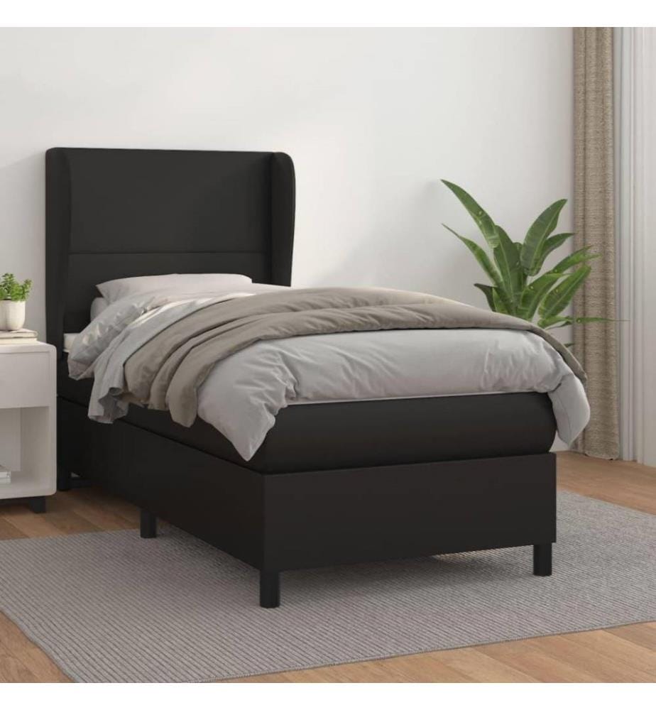 Boxspringbett mit Matratze Schwarz 80x200 cm Kunstleder